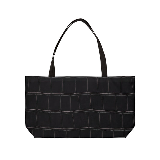 Weekender Tote Bag - Structured Croc-Embossed in Black  | Astral Signature™