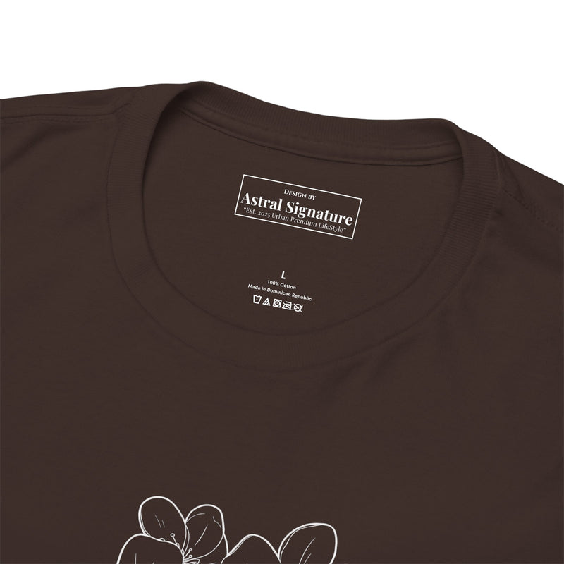 Giovanni Reni Floral Script Tee — Minimal Flower Graphic | Astral Signature™