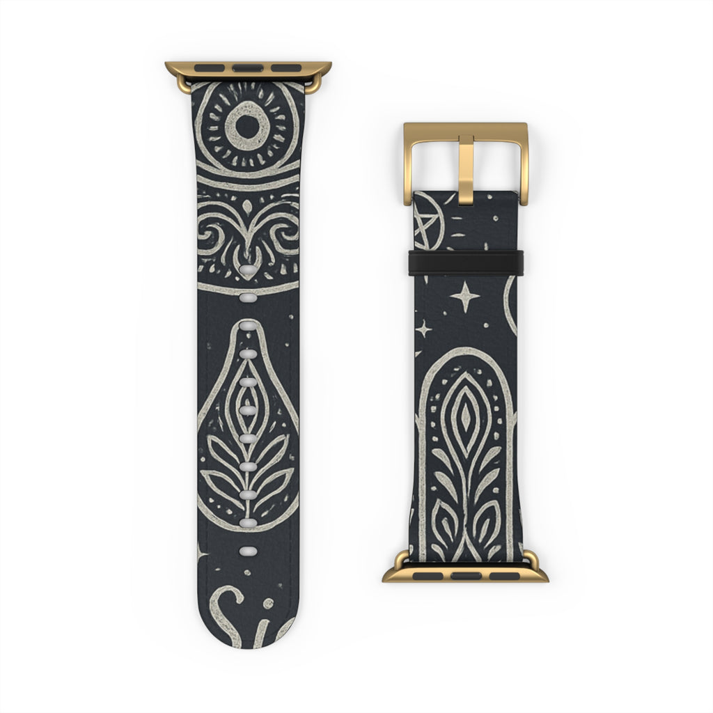 Watch Band - Astral Signature Bohemian Pattern, Ethnic Design, Unique Accessory