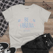 The Be Fabulous Tee by Astral Signature shown with a stylish arrangement of denim and accessories. This Inspirational Graphic Shirt is a women's essential, emphasizing comfort and feminine style. Perfect for casual outings, it's an excellent choice for any women's T-Shirt collection.