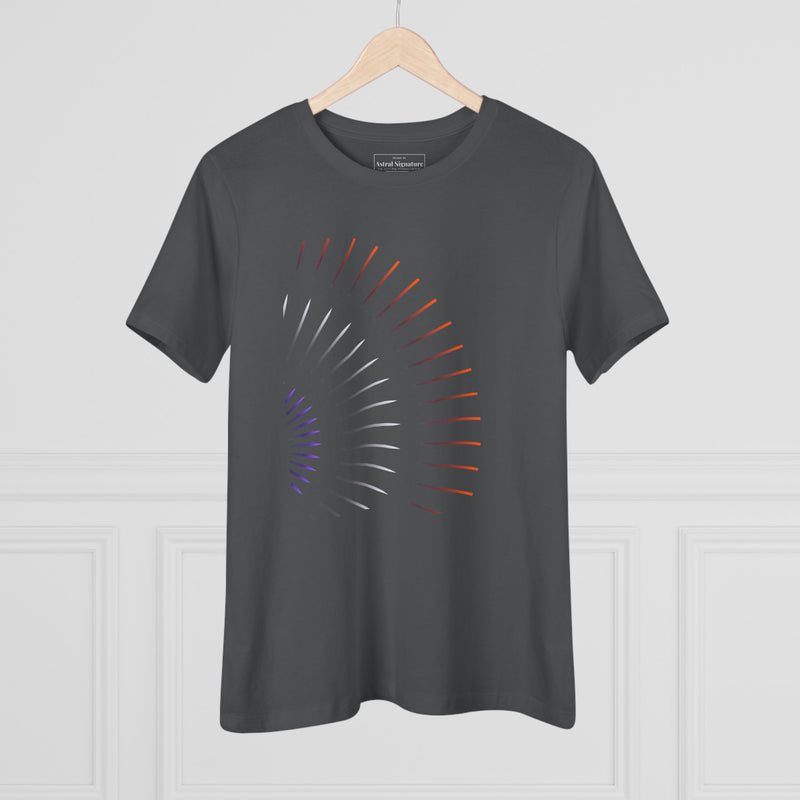 Camiseta Astral Radiant Lines — Camiseta minimalista de algodón para mujer