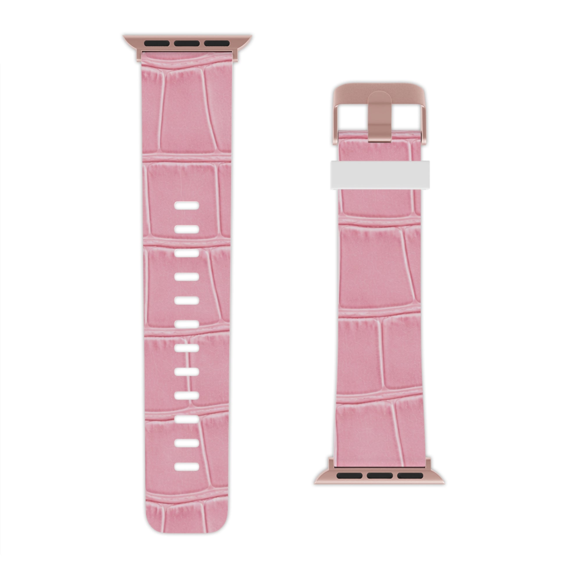 The Astral Signature™ Apple Watch Band — Pink Croc Leather paired with a white band in a stylish display. This croc strap is a trendy adjustable band for Apple Watches, great for casual chic styles and gifting.