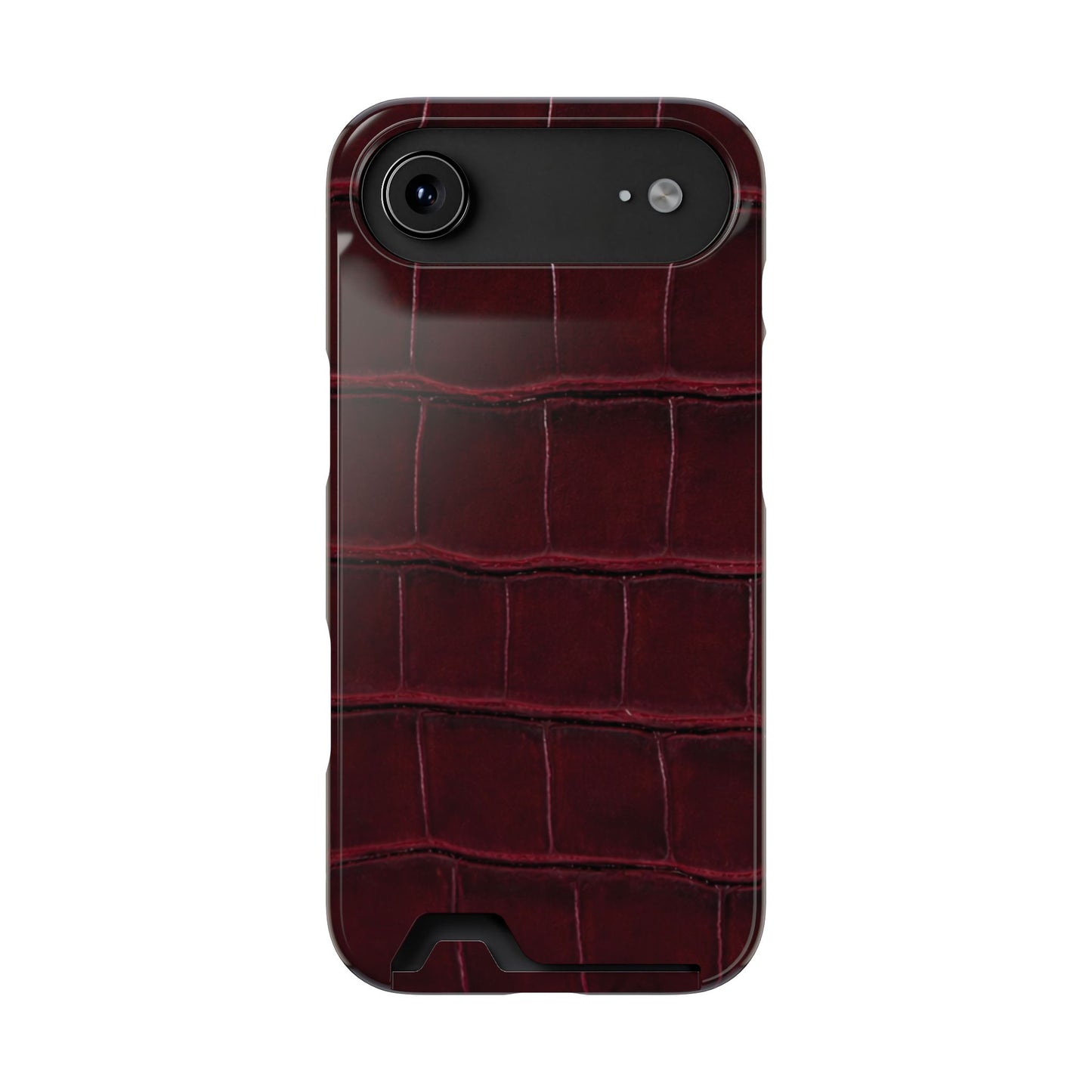 iPhone 17 Series Phone Case  for 17 Pro Max, 17 Pro, 17 and 17 Air - Burgundy Croc Case with Cardholder | Astral Signature™ Edit