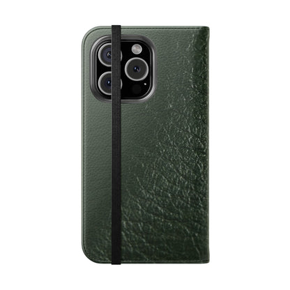 iPhone 16 Series  — Green Vintage Leather Flip Case | Astral Signature™ Edit