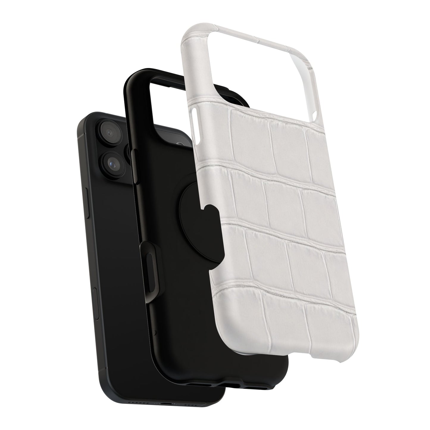 iPhone 17 Series Phone Case  for 17 Pro Max, 17 Pro, 17 and 17 Air  — White Croc Texture Case | Astral Signature™ Edit