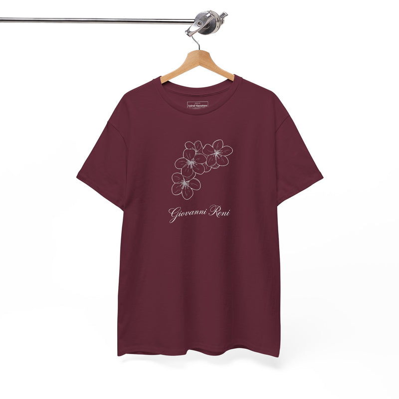 Giovanni Reni Floral Script Tee — Minimal Flower Graphic | Astral Signature™