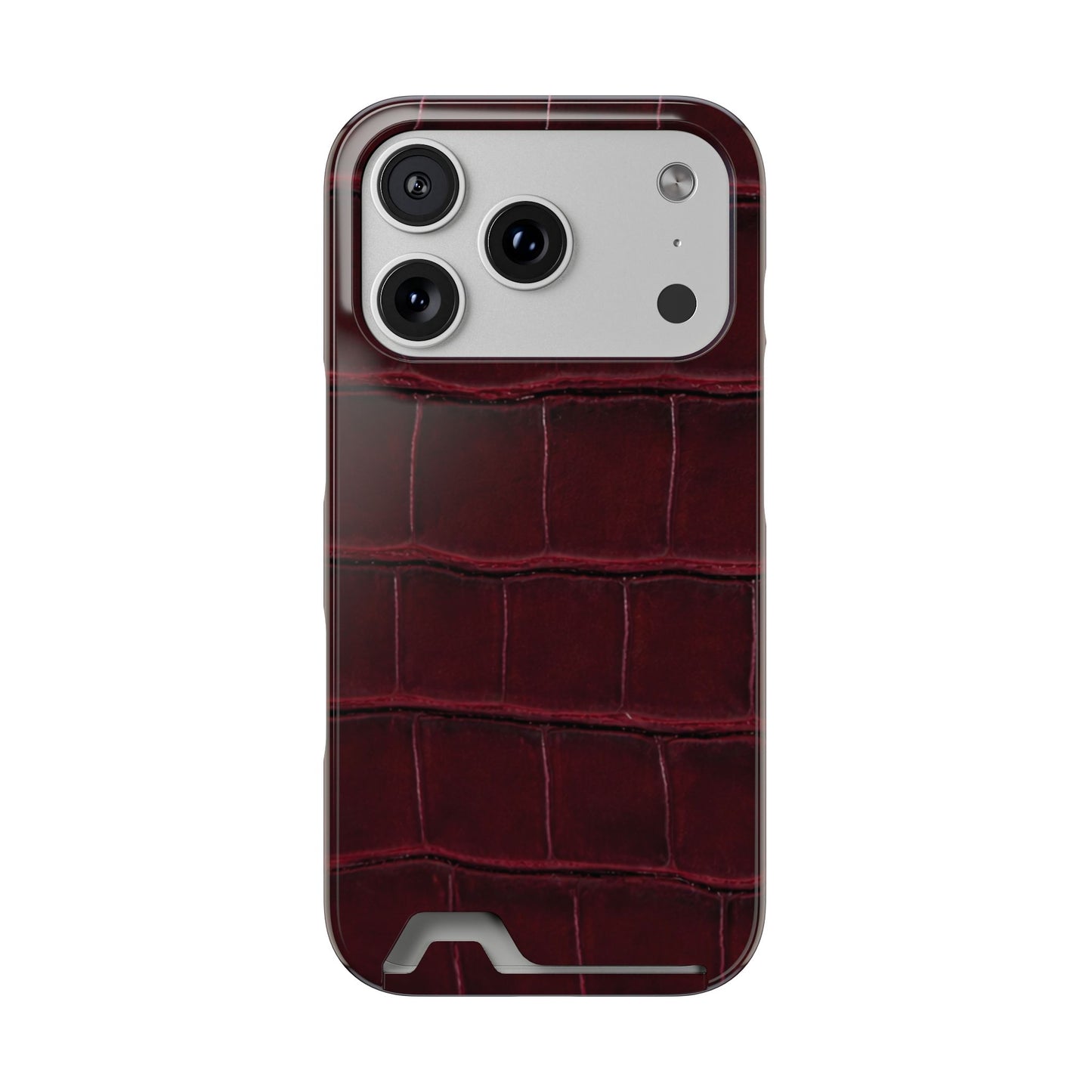 iPhone 17 Series Phone Case  for 17 Pro Max, 17 Pro, 17 and 17 Air - Burgundy Croc Case with Cardholder | Astral Signature™ Edit