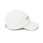 Side view of the white Classic Dad Cap by Astral Signature™, indicating its style and utility. This classic cap is a great choice for casual outings and a fashionable gift for Father’s Day.