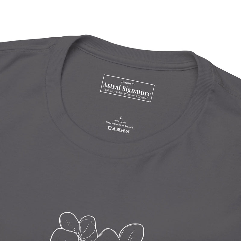 Giovanni Reni Floral Script Tee — Minimal Flower Graphic | Astral Signature™