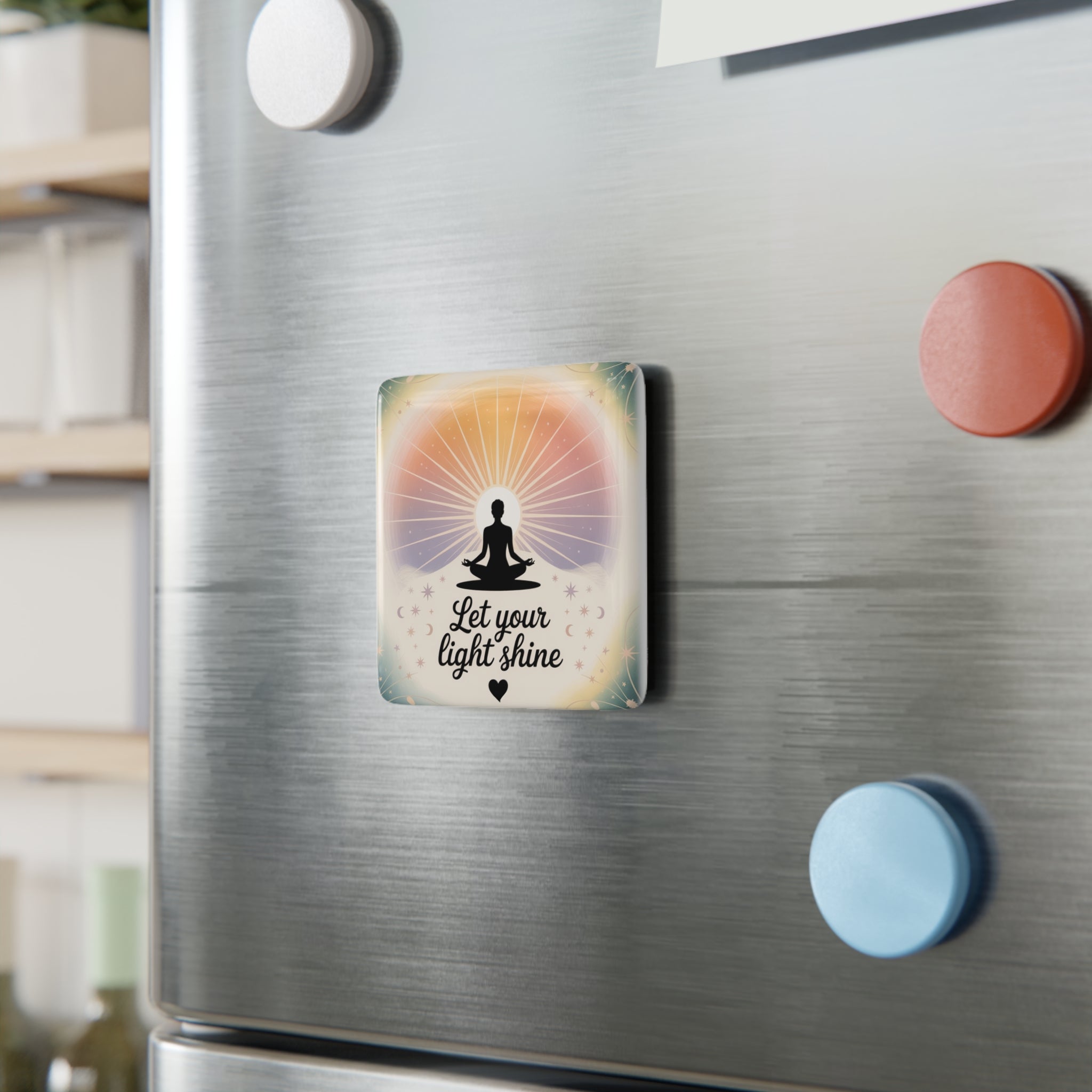 “Let Your Light Shine – Spiritual Meditation Porcelain Magnet”