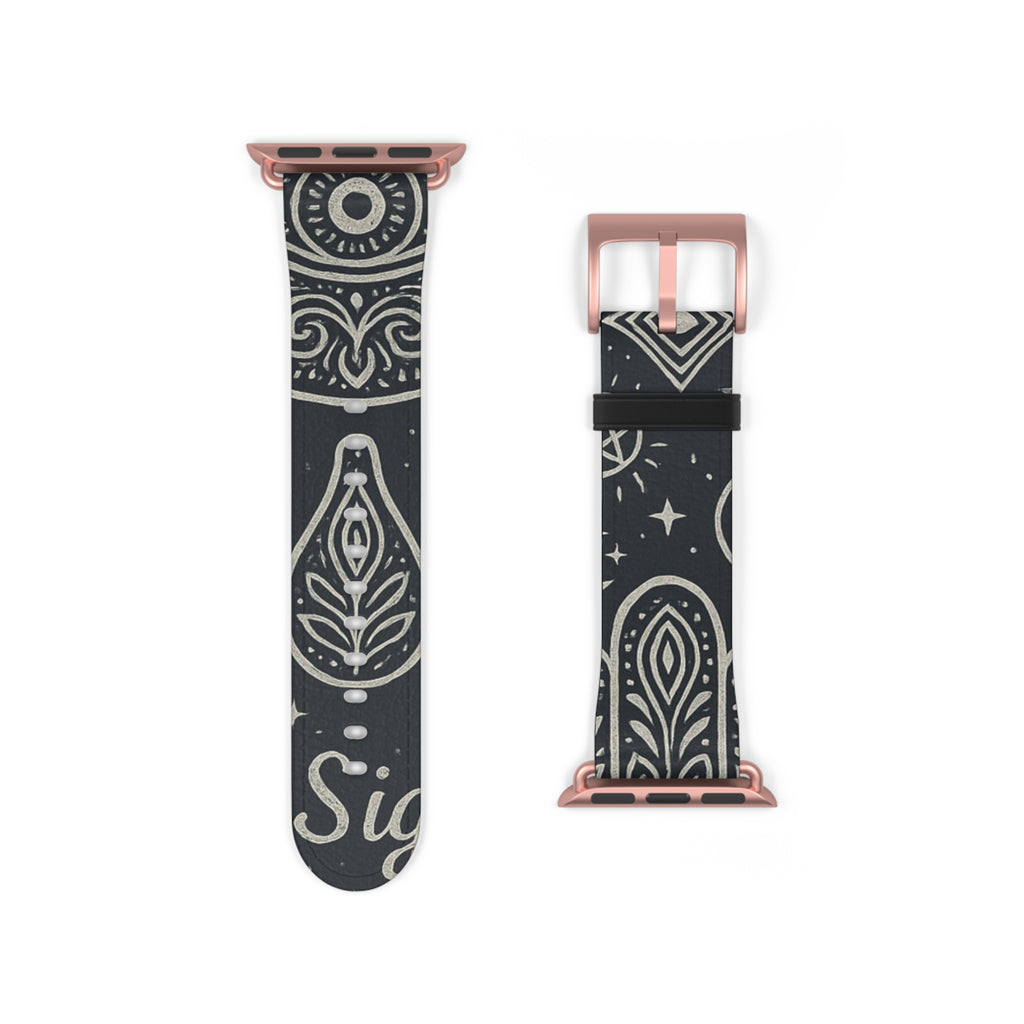 Watch Band - Astral Signature Bohemian Pattern, Ethnic Design, Unique Accessory
