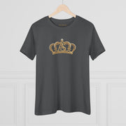 The Women’s Cotton Tee — Minimal Radiant A.S Golden Crown Lines Graphic by Astral Signature in a gray hue, captured hanging, perfect as a chic women tee.