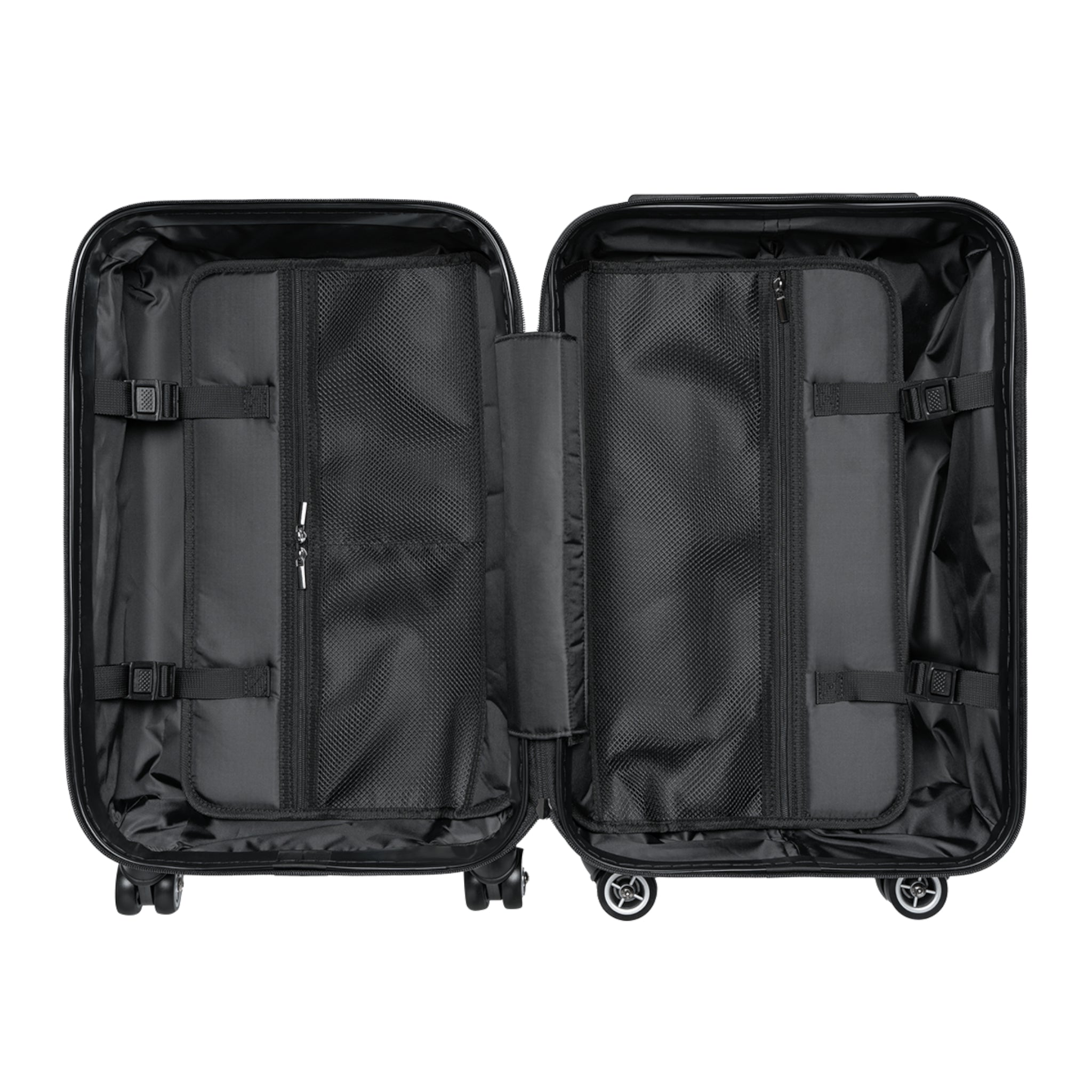 Full view of Astral Signature Purple Mandala Carry-On Luggage, a lightweight and durable spiritual suitcase for mindful journeys.