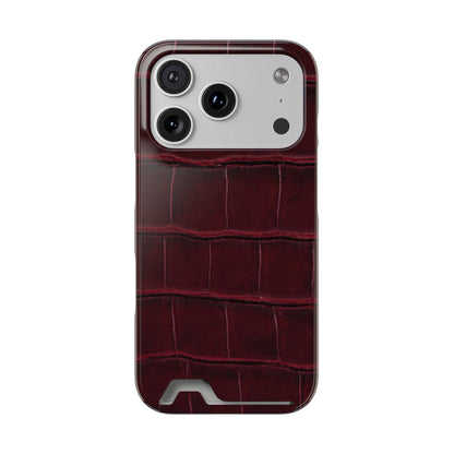 iPhone 17 Series Phone Case  for 17 Pro Max, 17 Pro, 17 and 17 Air - Burgundy Croc Case with Cardholder | Astral Signature™ Edit