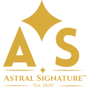 Logo of Astral Signature, creator of the Sensitive Skin Body Cream. The brand emphasizes deep hydration, soothing and moisturizing properties ideal for all skin types, featuring active ingredients like Aloe Juice, Cocoa Butter, and Shea Butter for their effective body care solutions.