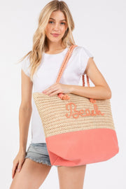 Showcasing the stylish Rope Handle Beach Tote by HD ACCESSORIES in a fashionable Coral tone, ideal for sea fans. This spacious Beach Tote Bag is designed for your essentials while giving off trendy vibes with its crochet fabric and vibrant colours, matched with choices like Blue and Yellow.