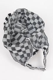 Interior view of a black and white Japanese Knot Bag — Chic Checker Woven by HD ACCESSORIES, highlighting its spacious design. This bag is a perfect representation of the Japanese Knot Bag Style, suitable for carrying essential items while remaining chic. ACCESSORIES, Bag, Black, CCPRODUCTS, Chic Checker Poly Woven, HANDBAGS, NEW ARRIVALS.