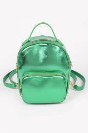 Green metallic backpack by HD ACCESSORIES, showcasing a modern design ideal for casual outings. This versatile Backpack combines functionality with style, making it a great addition to your collection of metallic accessories. Discover more NEW ARRIVALS!