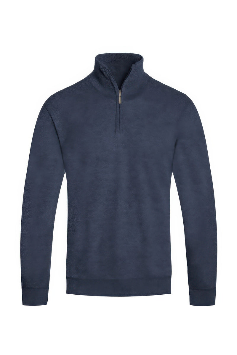 Navy Zip Sweater for men by Astral Signature™ Curated. A versatile knit quarter zip sweater perfect for all seasons, available in Black, Brown, Charcoal, Hgrey, Maroon, MENS, MENS OUTERWEAR, MENS TOPS, NEW ARRIVALS, White.
