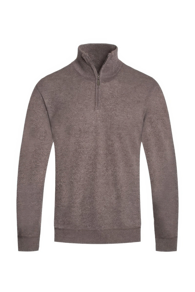 Taupe Zip Sweater for men by Astral Signature™ Curated. A cozy and chic quarter zip option perfect for any occasion, available in colors like Black, Brown, Charcoal, Hgrey, Maroon, MENS, MENS OUTERWEAR, MENS TOPS, NEW ARRIVALS, White.