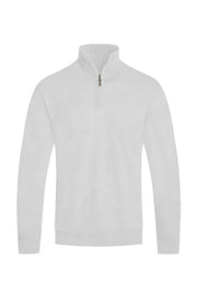 White Zip Sweater for men by Astral Signature™ Curated. A sleek knit quarter zip sweater that blends comfort and elegance, available in Black, Brown, Charcoal, Hgrey, Maroon, MENS, MENS OUTERWEAR, MENS TOPS, NEW ARRIVALS, White.
