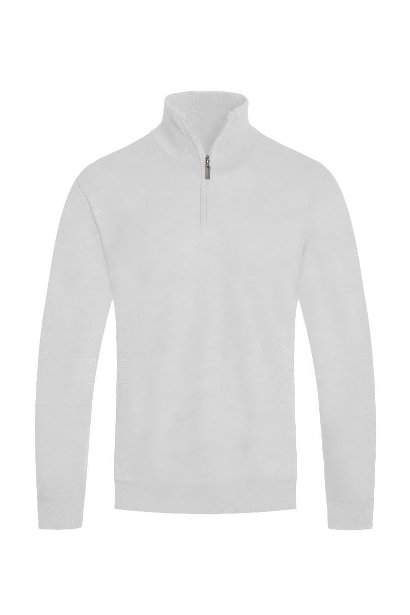 White Zip Sweater for men by Astral Signature™ Curated. A sleek knit quarter zip sweater that blends comfort and elegance, available in Black, Brown, Charcoal, Hgrey, Maroon, MENS, MENS OUTERWEAR, MENS TOPS, NEW ARRIVALS, White.