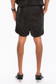 Back view of Men's Shorts - Metallic Flick Style in black, highlighting the functional design and comfort for active lifestyles. By Astral Signature™, perfect for any casual occasion. Active, Activewear, Black/red, CCPRODUCTS, Gold, MENS, MENS BOTTOMS, NEW ARRIVALS.