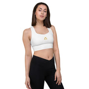 Model in the Astral Signature Longline Sports Bra demonstrating its chic style and functionality, perfect for fitness and fashion.
