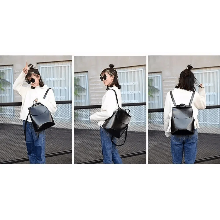 A model showcasing the Urban Guard Backpack from Stevvex in multiple angles, emphasizing its versatility and comfort. Shop at Shopify Collective.