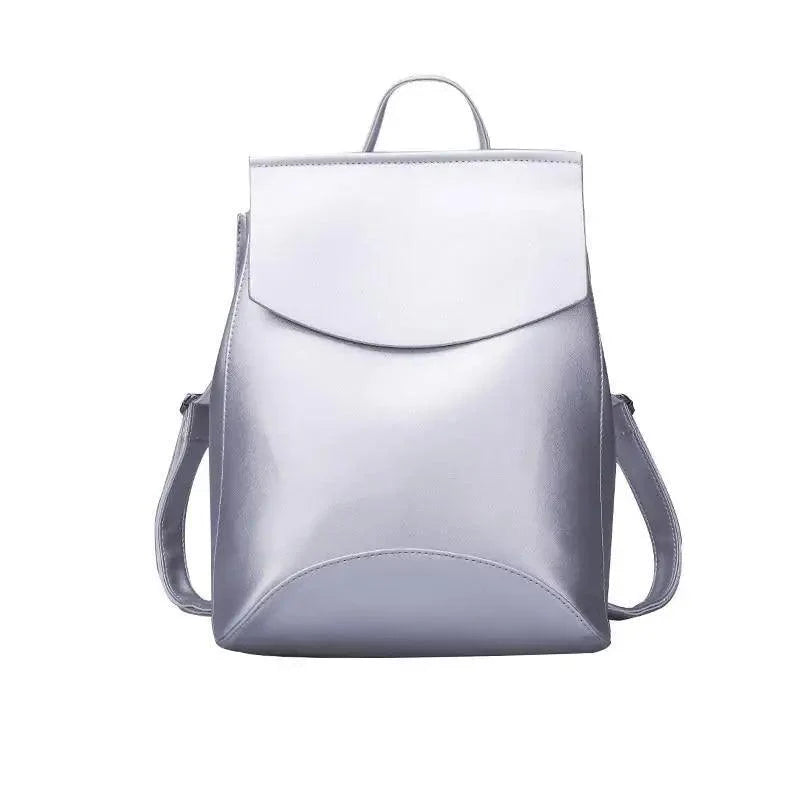 A shiny silver Urban Guard Backpack by Stevvex, appealing for its contemporary design and spacious capacity. Discover it at Shopify Collective.