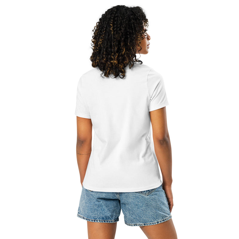 Back view of a model in the Women’s Relaxed Tee - Astral Spring T-Shirt by Astral Signature, demonstrating its relaxed silhouette. This limited edition top is an excellent gift for her, merging comfort and women’s fashion effortlessly.
