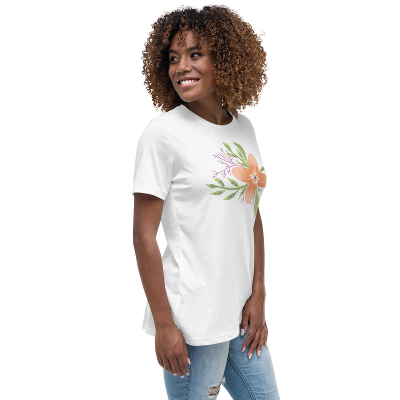 Looking back at the model in the Women’s Relaxed Tee - Astral Spring T-Shirt from Astral Signature, displaying its stylish fit. This limited edition piece is an ideal gift for her in the realm of women's clothing.